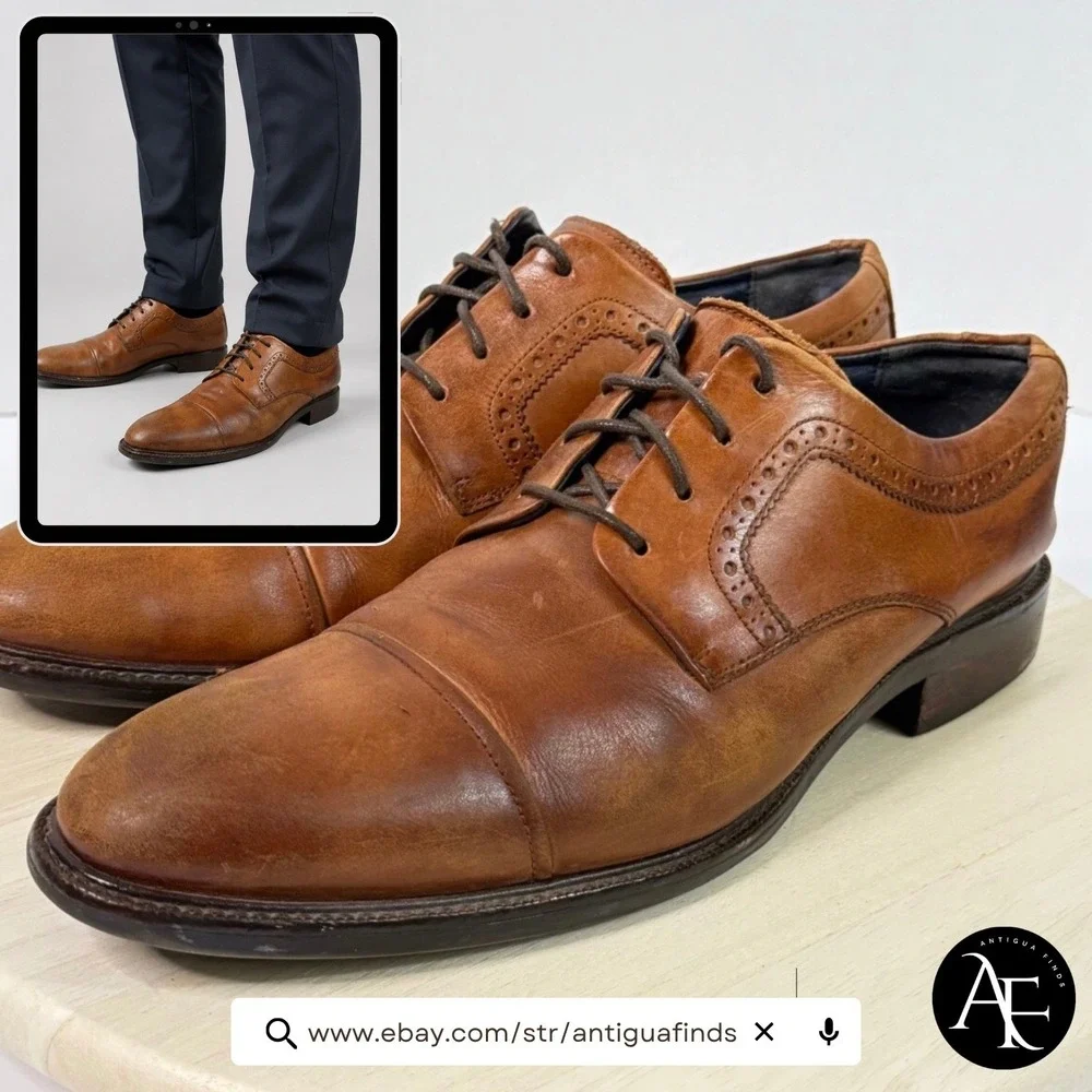 Cole Haan Mens Dress Shoes Buckland Cap Toe Size 12 M Oxford Brown Leather Shoes